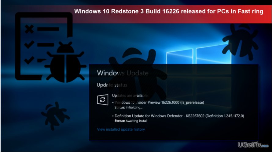 illustrating buggy Windows 10 Build 16226