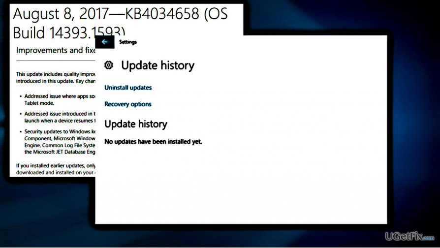 KB4034658 update wipes out Update History