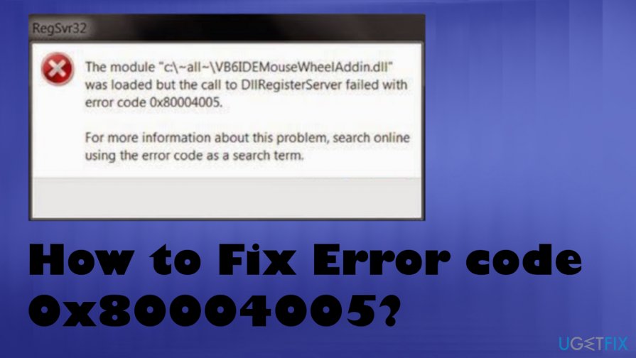 How to Fix Error code 0x80004005