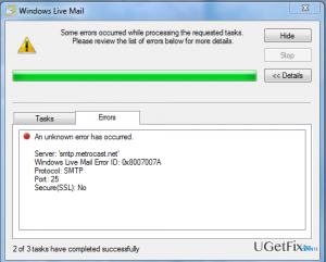 0x8007007a windows live mail error