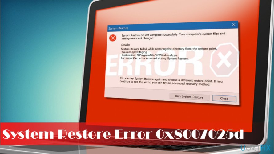 Showing System Restore error 0x8007025d on Windows 