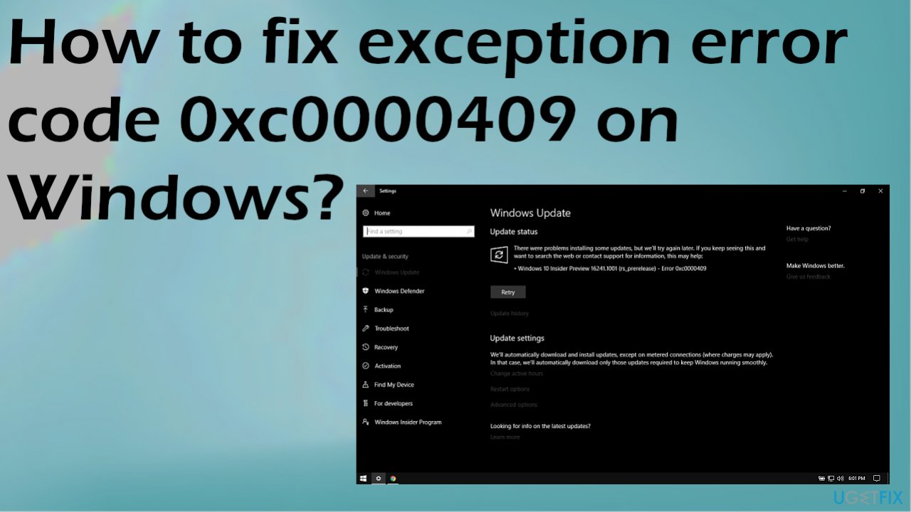 Error code 0xc0000409 on Windows