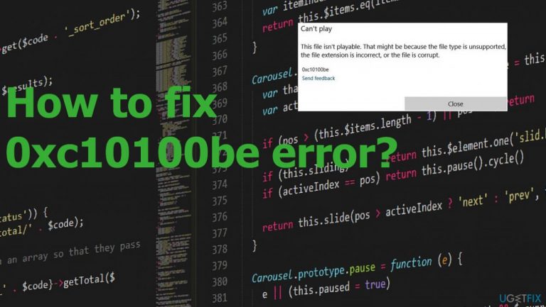How to fix 0xc10100be error?