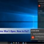 Action cnter wont open
