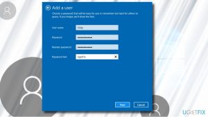 Adding new user windows