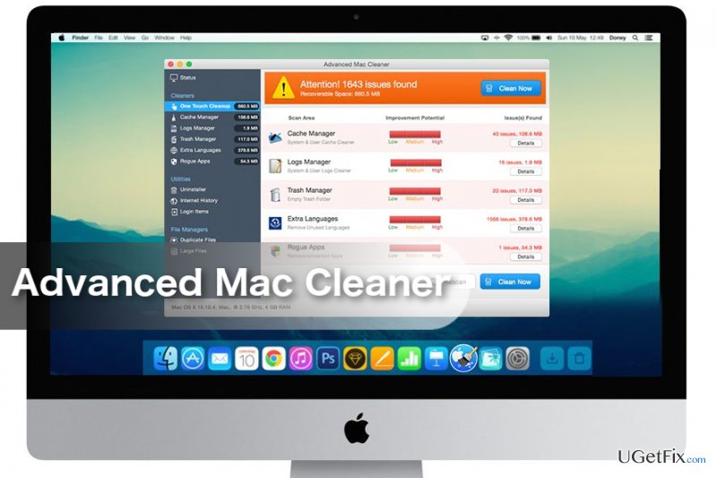 Snapshot of the Advanced Mac Cleaner application