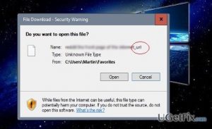 Alert message url file