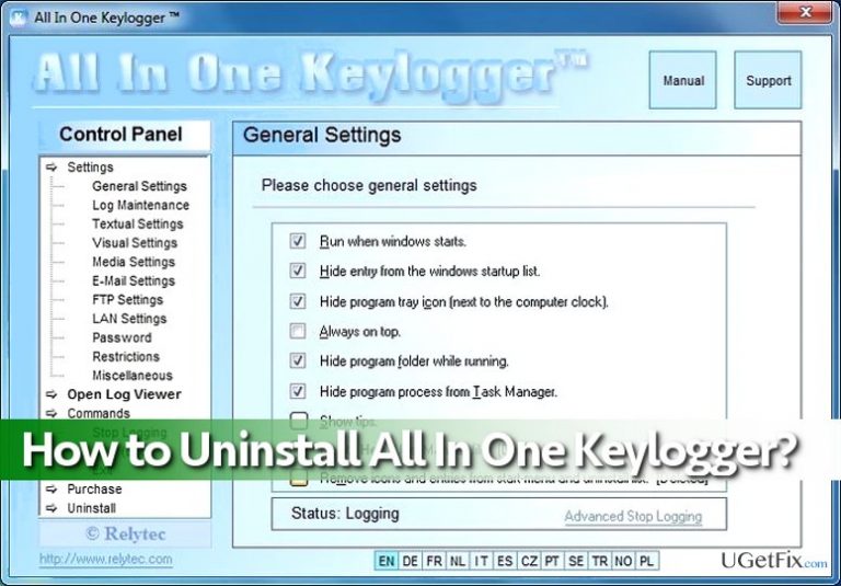 How to Uninstall All In One Keylogger in Windows?