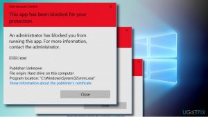 An administrator has blocked you from running this app