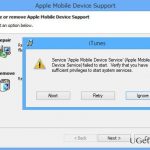 Apple mobile device failed to start error notification