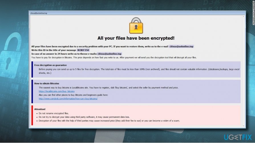 The ransom note of Arena ransomware