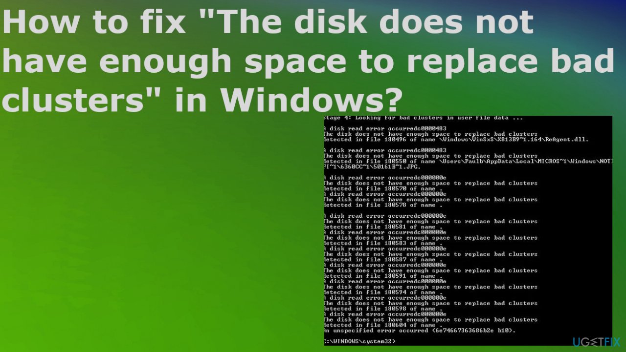 Disk does not have enough space