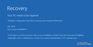 Boot configuration data file is missing