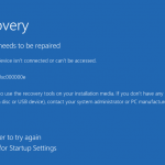 Boot error 0xc000000e