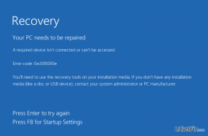 Boot error 0xc000000e
