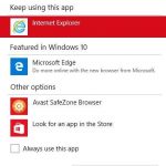 Browser choice pop up