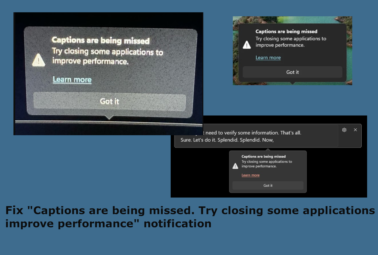 Captions are being missed notif fix Captions are being missed notif fix
