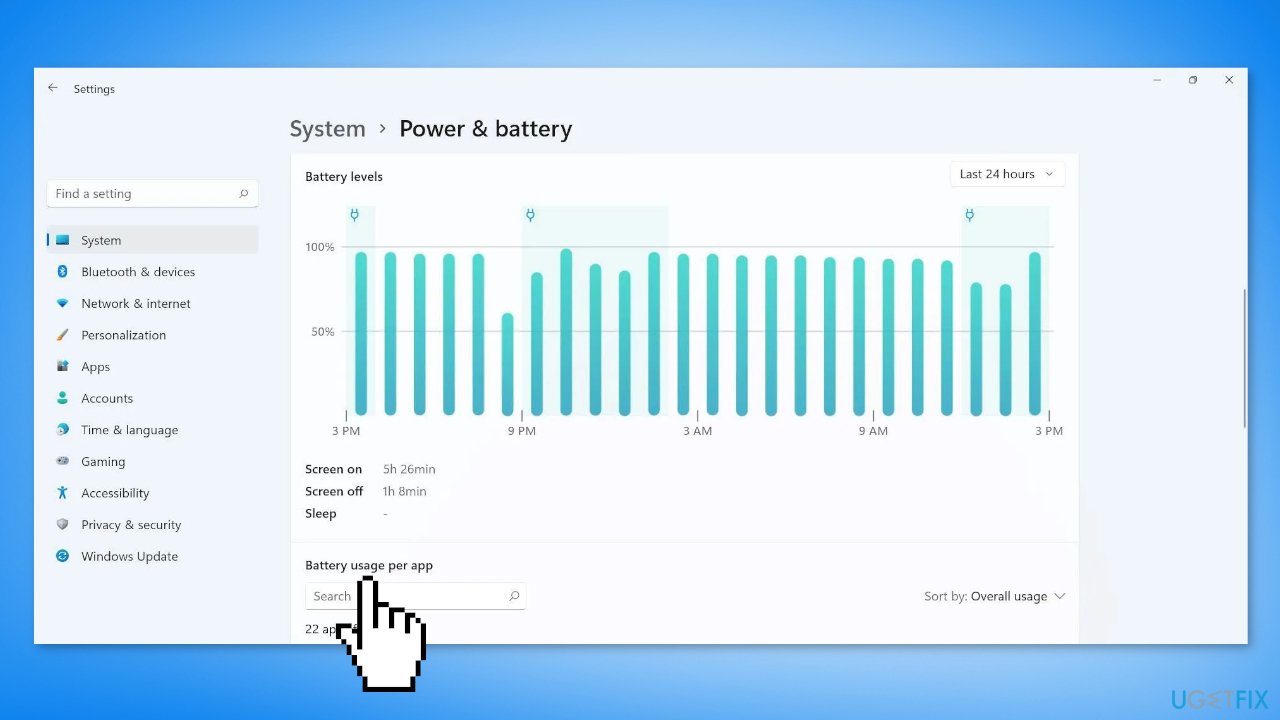 Check Battery usage per app Section