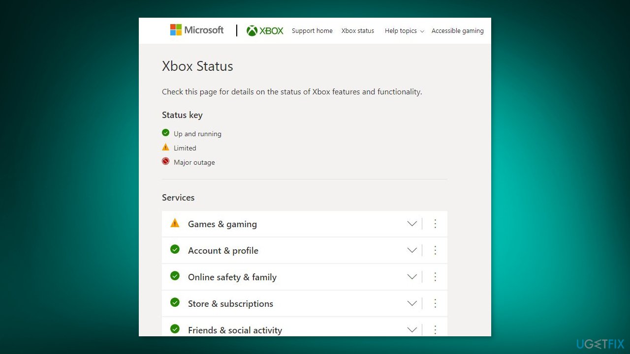 Check Xbox Network Status