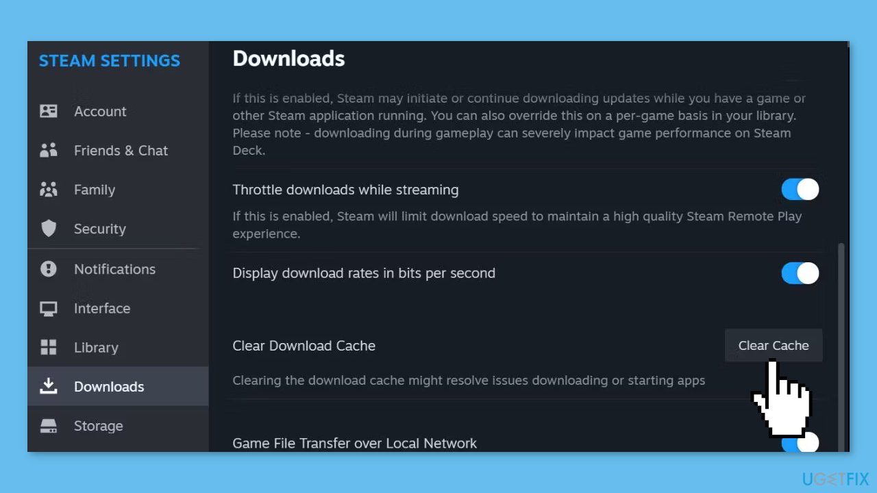 Clear the Steam Download Cache