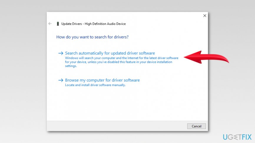 Click "Search automatically for updated driver software"