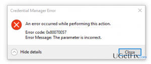 Code 0x80070057 the parameter is incorrect