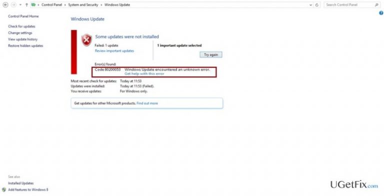 How to fix “Code 80200053: Windows Update encountered an unknown error”?