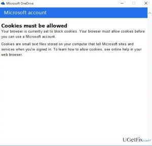 Cookies must be allowed error