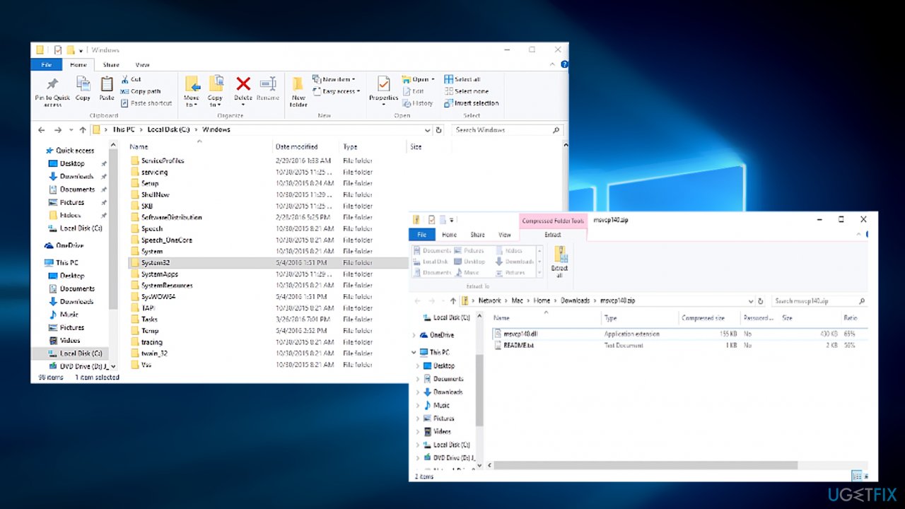 Copy the missing file into System32 folder