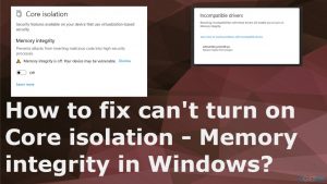 Core isolation memory integrity on off fix
