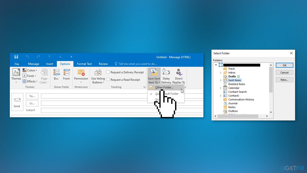 Create an Alternative Folder for Storing Sent Emails