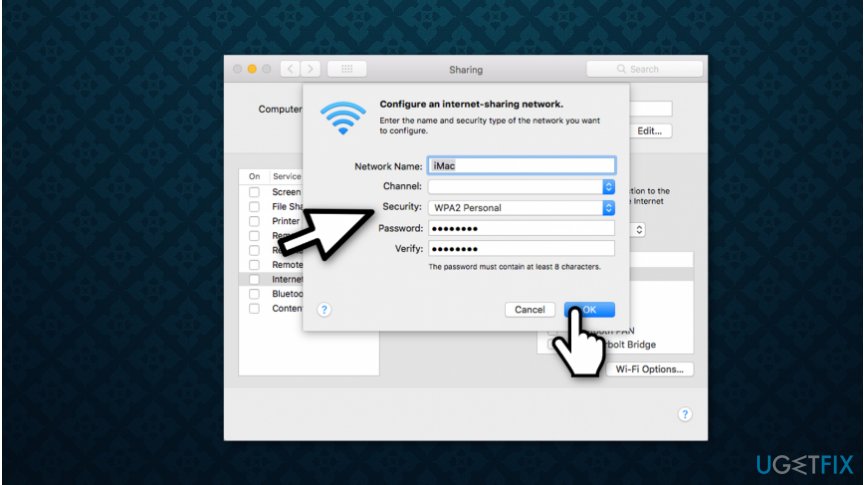 Create Internet sharing over Wi-Fi on Mac