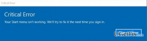 Critical error your start menu isnt working