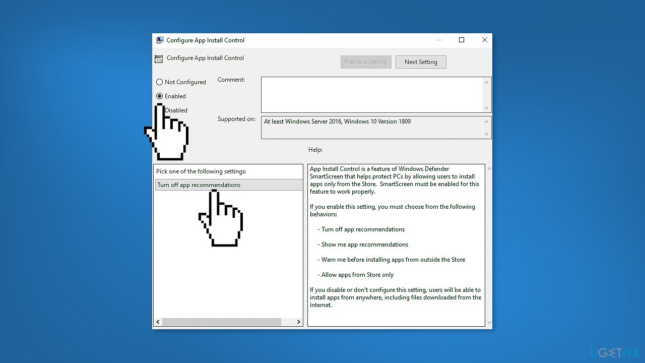 Disable App Recommendations via Group Policy