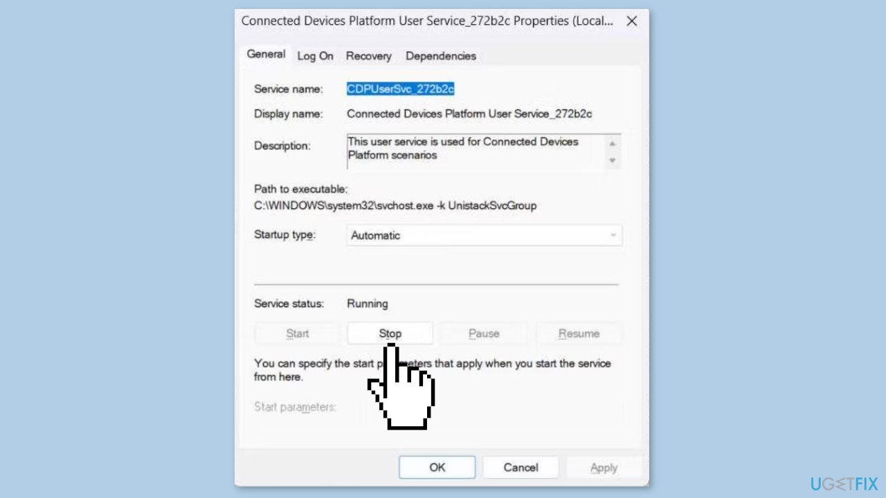 Disable Connected Devices Platform User Service