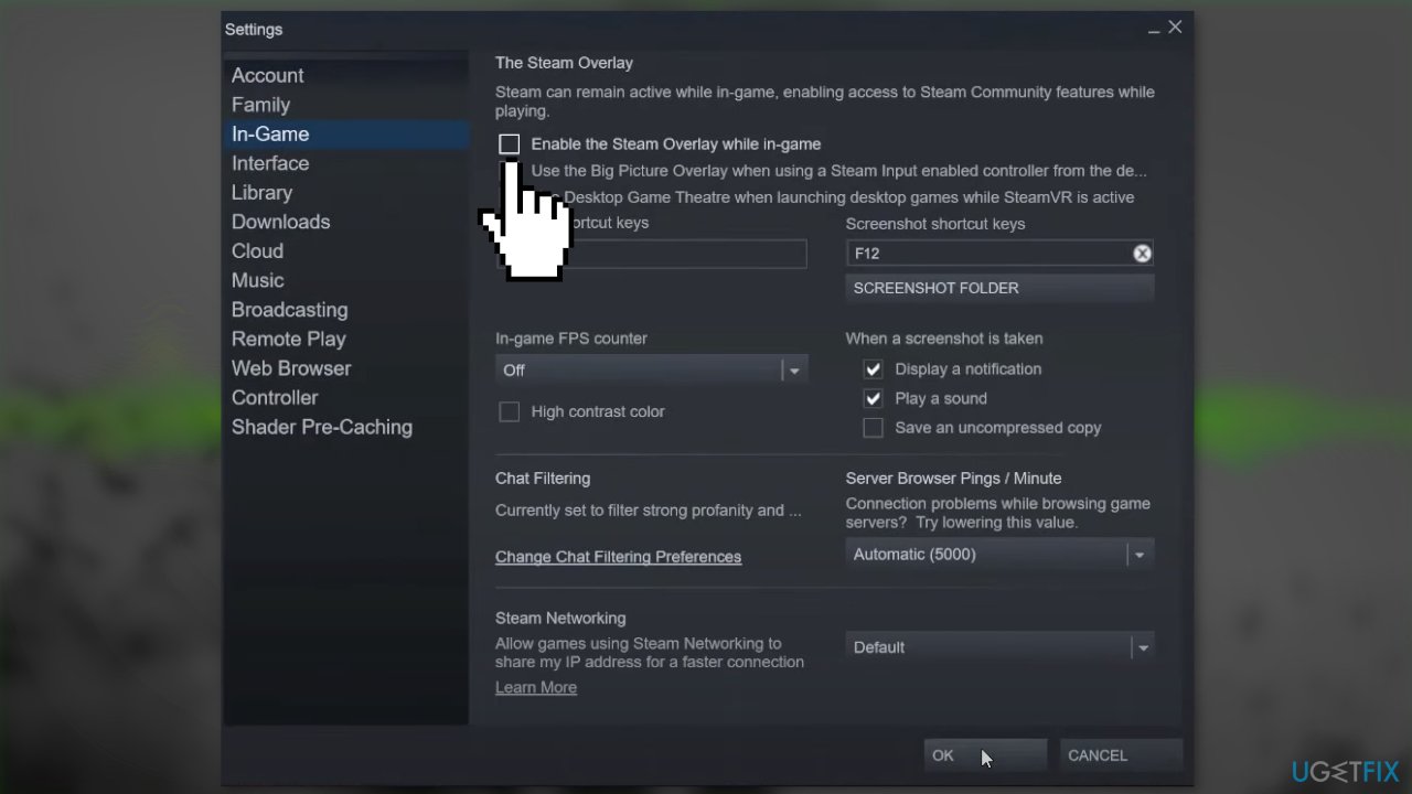 Disable In-game Overlays Steam