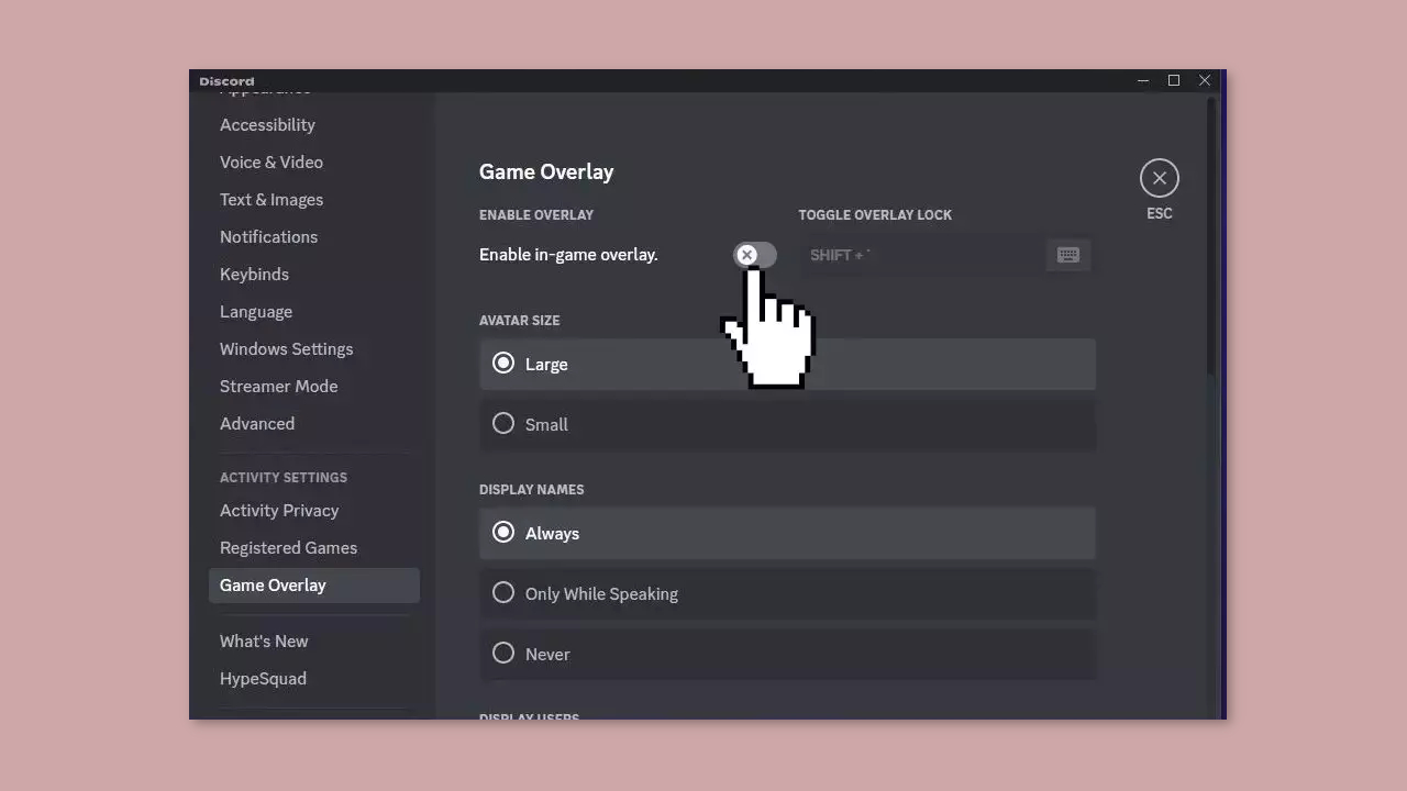 Disable Overlays Discord