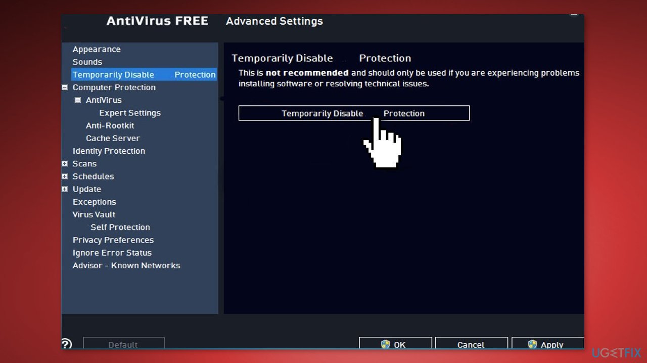Disable Third-Party Antivirus and VPN