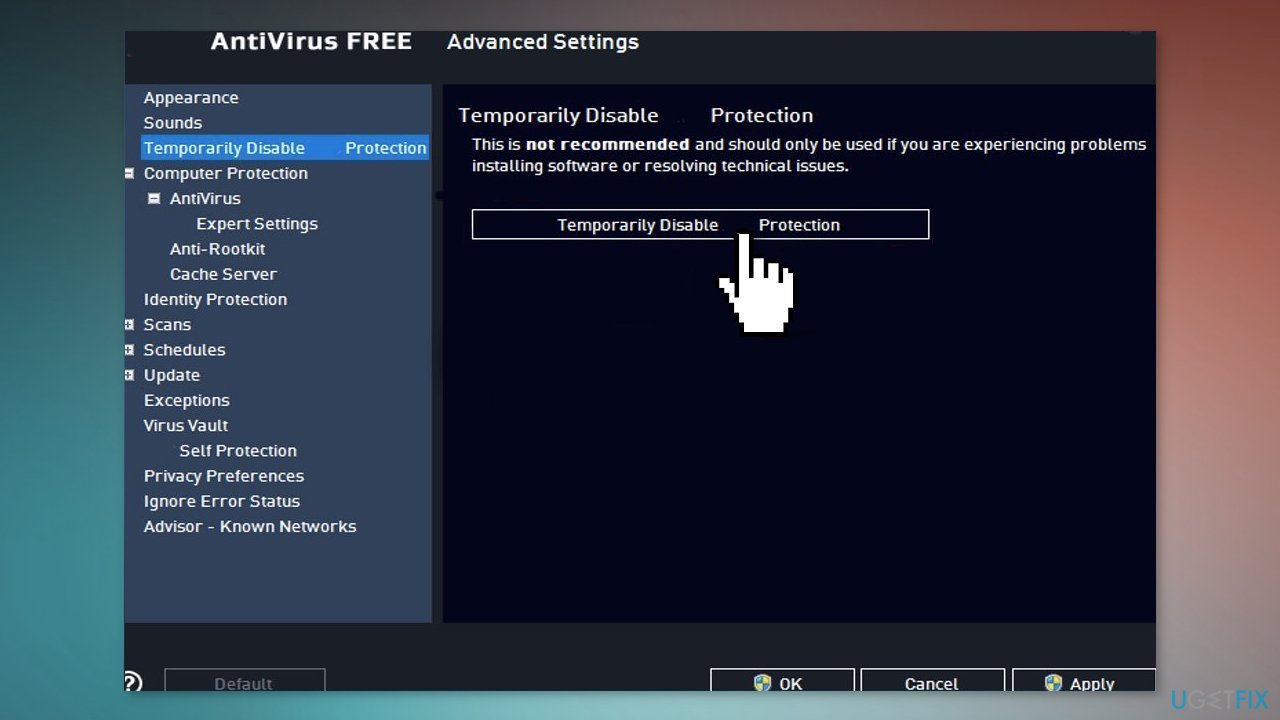Disable Third-Party Security Software