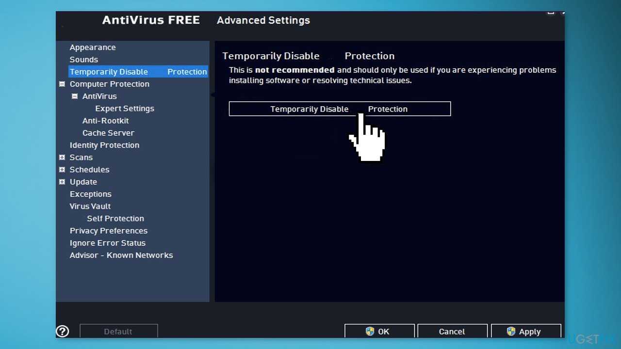 Disable Third-Party Security Software