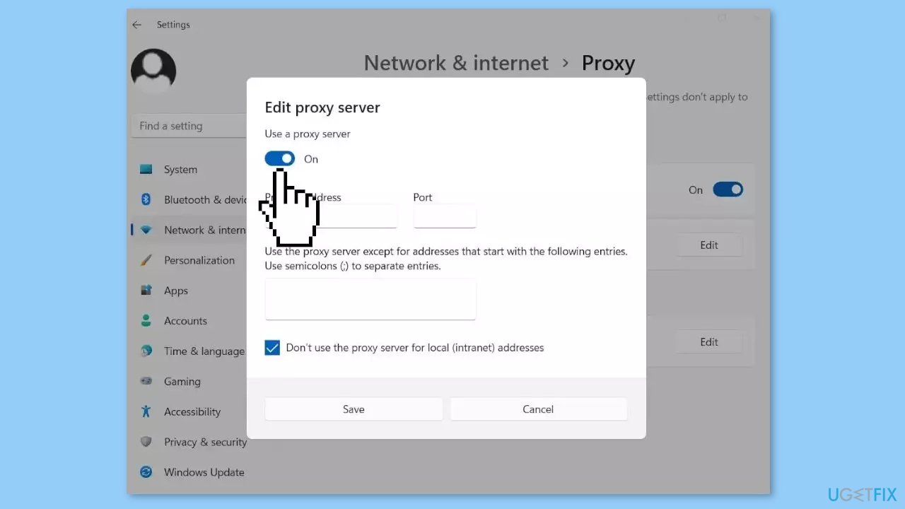 Disable VPN and Proxy Server