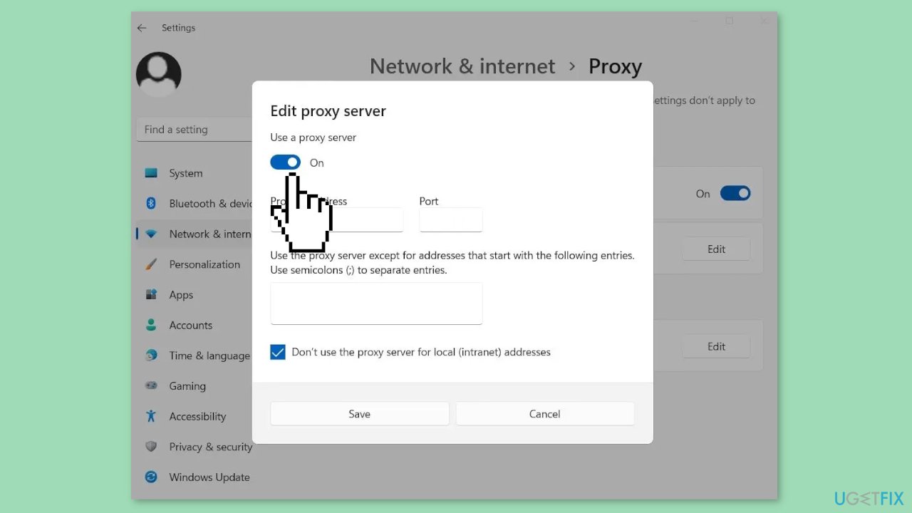 Disable VPN or Proxy Server