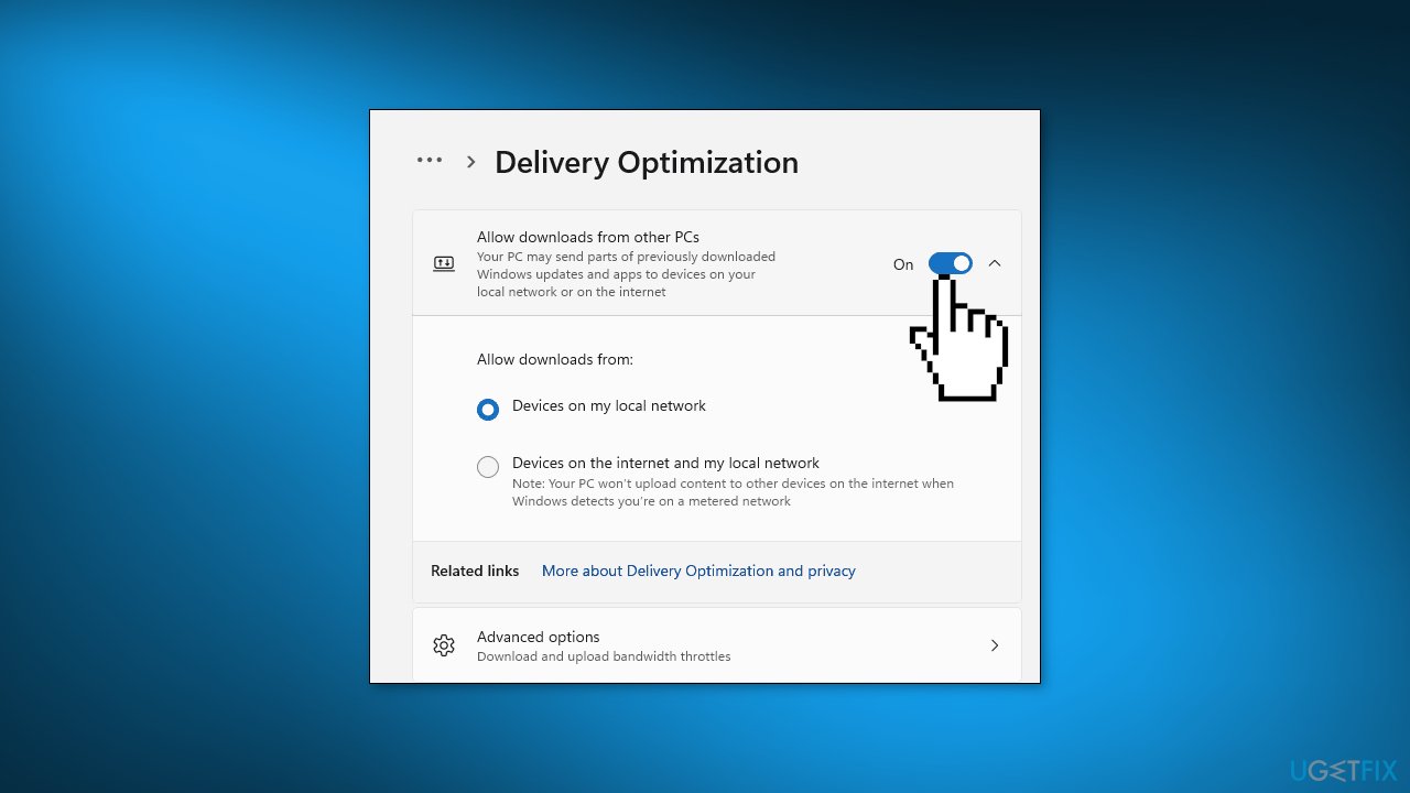 Disable Windows Delivery Update Optimization