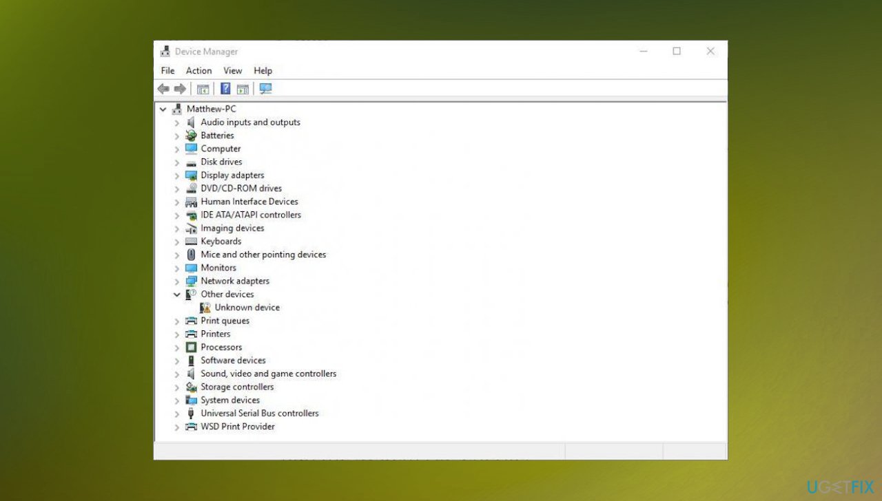 Device manager sections