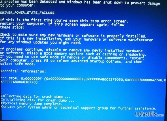blue screen of death driver power state failure