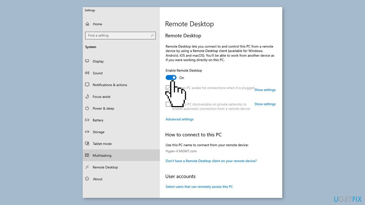 Enable Remote Desktop