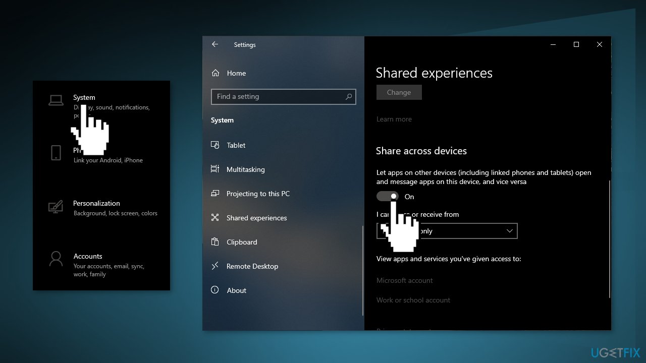 Enable the Share Across Devices Option