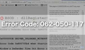 Error code 062 050 117 tech support scam