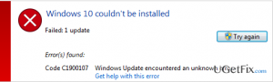 Error code c1900107