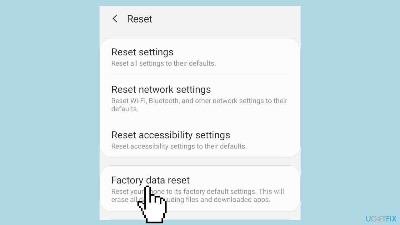 Factory reset the Android Device